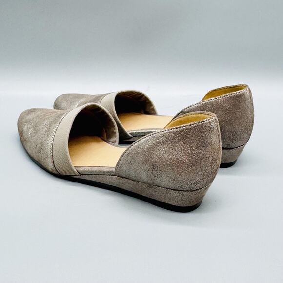 Eileen Fisher Shoes Women 8.5 Metallic Pewter Ida D Orsay Ballerina Flat Comfort - Picture 6 of 13